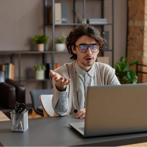 Student working on laptop